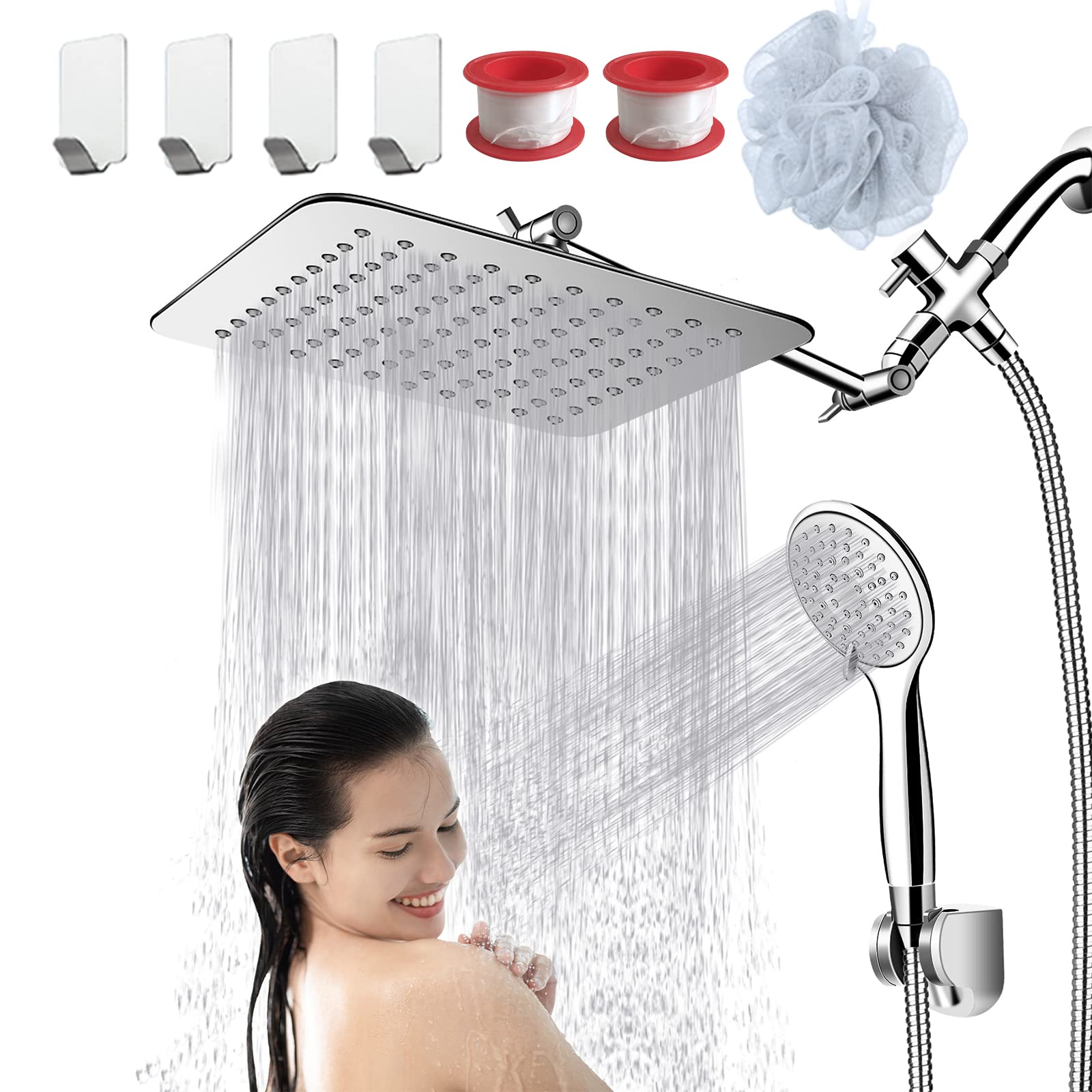 COSYLAND 10'' Rainfall Shower Head with Handheld Combo High